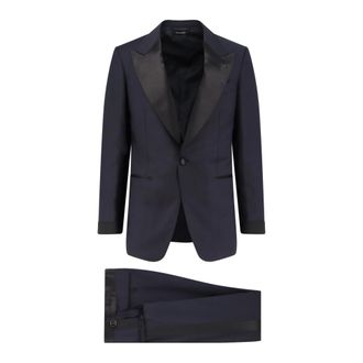 Tom Ford Kostuums, Heren, Blauw, M, Wol, Single-breasted Blazer en Broek