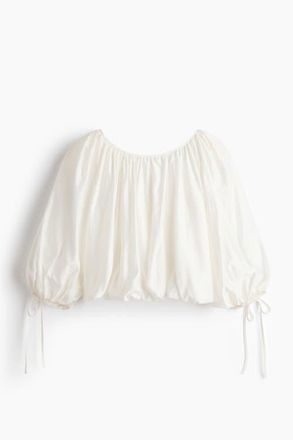 H&M Oversized Tie-detail Blouse in White at Nordstrom, Size X-Small