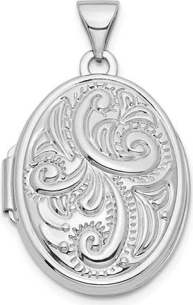Diamond2Deal 14k White Gold Swirl Design 21mm Oval Locket Pendant