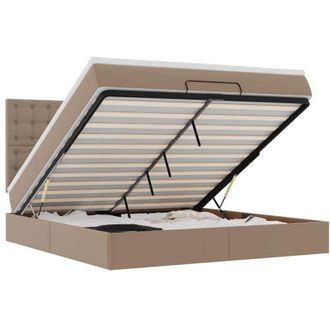 vidaXL Estructura Cama Otomana Colch&oacute;n Cappucino Cuero Sint&eacute;tico Vidaxl