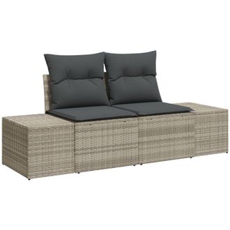vidaXL Sof&aacute; De Jard&iacute;n Con Coj&iacute;n Gris 123 X 62 X 69cm Rat&aacute;n Sint&eacute;tico Vidaxl