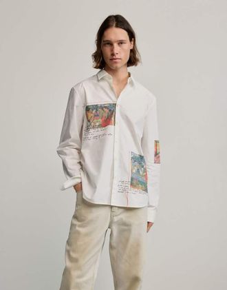 Desigual Gaugin - Camicia bianca con stampa-Bianco