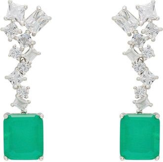 Latelita London Diana Colombian Emerald Drop Earrings Silver