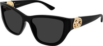 Gucci GG2122S 002 Womens Sunglasses Black Size 56 - Free RX Lenses - Free RX Lenses