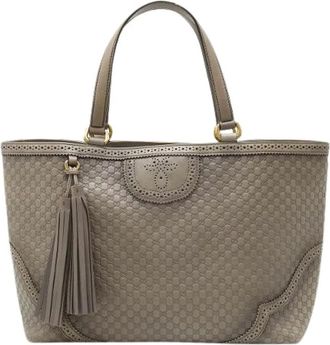 Gucci Pre-owned Tote Bags, female, Gray, Size: ONE SIZE Pre-owned Leather Tote