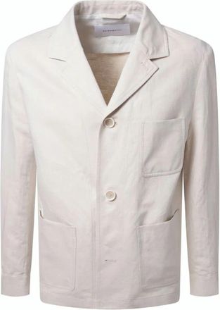 Baldessarini Linnen en Katoenen Shirtjack - Heren - Blazers - Beige - 2XL - Katoen - Jassen