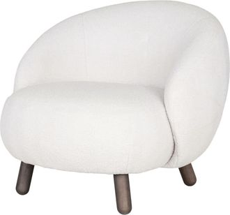Moloo Sillón de tejido bouclé crudo y madera