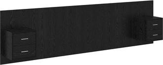 vidaXL Cabecero Con Mueble 3 Pcs Roble Negro Madera De Ingenier&iacute;a Vidaxl