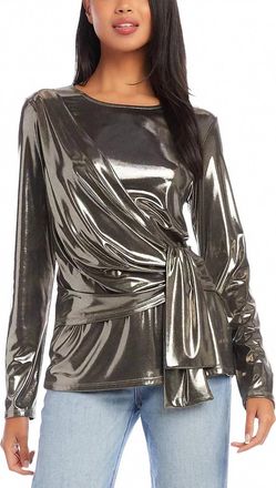 Karen Kane Drape Front Top In Metalic