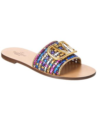 Valentino Vlogo Woven Leather Sandal