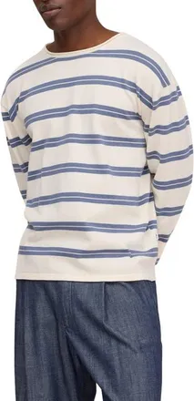 Nn.07 Sailor Crew Striped Organic Cotton Sweater in Ivory at Nordstrom, Size Xx-Large