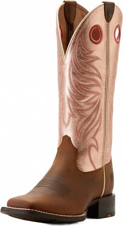 Ariat Womens Round Up Ryder Western Boot - Wide In Brown Pink