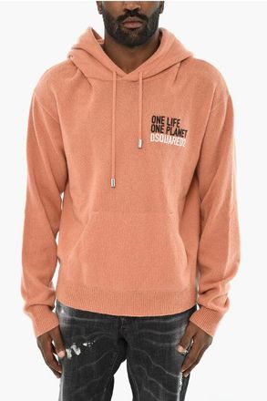 Dsquared2 Maglia in Cashmere con Cappuccio e Tasche a Toppa taglia M