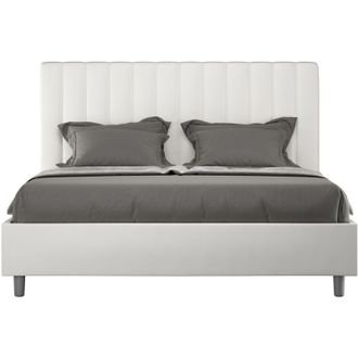Itamoby Cama Matrimonio Contenedor 160x190 Moderno Polipiel Agueda M Color: Blanco - Versi&oacute;n: Con Caja De Almacenaje