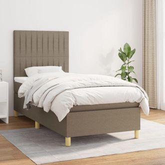 vidaXL Vidaxl - Cama Box Spring Con Colch&oacute;n Tela Gris Taupe 100x200 Cm