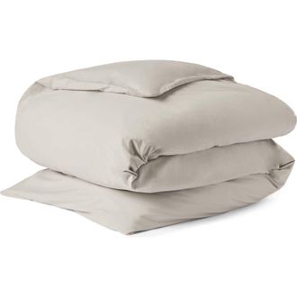 Coyuchi Organic Cotton Percale Duvet Cover in Stone at Nordstrom, Size Full