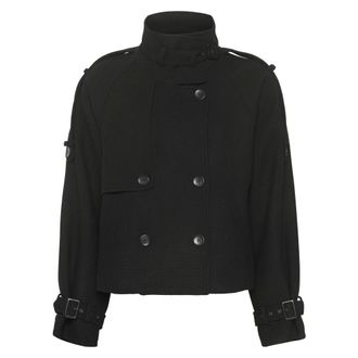 Gestuz Jassen, Dames, Zwart, S, Wol, Zwarte Avic GZ Trenchcoat Jas