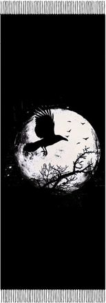 Generic Black Raven Crow Bird Under The Moon Fashion Tassel Edge Scarf For Women Warm Cashmere Long Shawl Wrap Neck Scarves