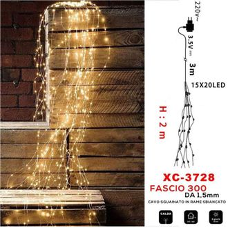 Trade Shop Trade Shop - Fascio Luminoso 300 Microled Luce Calda Cavo Sguainato In Rame Sbiancato Xc-3728