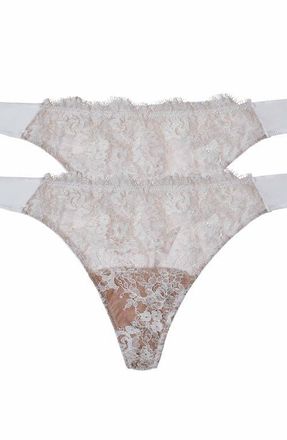 Skarlett Blue Entice Lace Front Thong 2-Pack in White/nylon at Nordstrom, Size X-Large