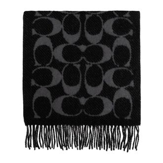 Coach Winter Scarves, female, Black, Size: ONE SIZE Scarf with monogram