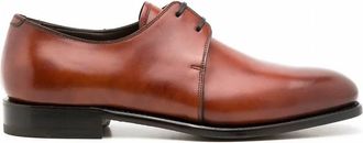 Ferragamo Mens Leather Lace Up Derby Shoes In Brown