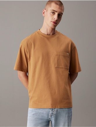 Calvin Klein Jeans Calvin Klein Mens Cotton Relaxed T-Shirt - Brown - XS