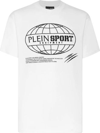 Plein Sport T-shirt Ronde Hals SS Global Express Edition - Heren - Sportshirts - Wit - 2XL - Katoen - Fitness