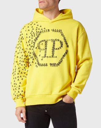 Philipp Plein Hoodie Sweatshirt Skull&Amp;Bones Men in Yellow at Nordstrom, Size Xxx-Large