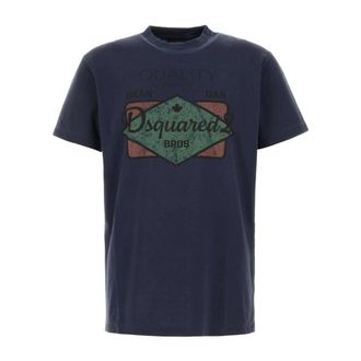 Dsquared2 Cotton T-Shirt - male - Dsquared2 - T-Shirts - Blue - 2XL - Tops