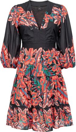 Pinko Tropical Print Katoenen Jurk - Dames - Korte kleedjes - Veelkleurig - S - Katoen - Kleedjes