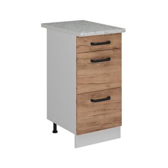 Vicco Mueble Bajo De Cocina R-line, Roble Dorado, 40 Cm Et M&aacute;rmol