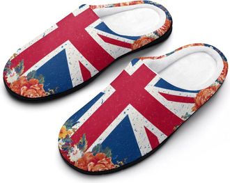 Generic Union Jack UK British Flag Bandana Mens House Slippers Memory Foam Washable Cotton Slip on Home Shoes