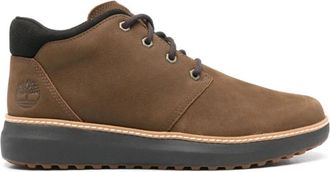 Timberland Bruine Nubuck Leren Enkellaars - Heren - Veterlaarzen - Bruin - 43 EU - Leer - Schoenen