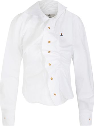 Vivienne Westwood Asymmetrical White Cotton Shirt with Gold Buttons
