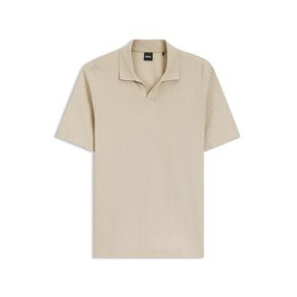 BOSS Jacquard-pattern polo shirt with Johnny collar