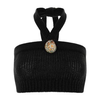 Alanui Sleeveless Tops, female, Black, Size: S Island Memories Crop Top