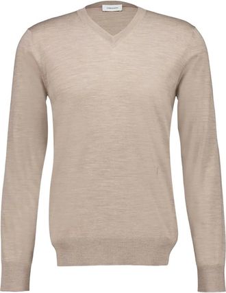 Ferragamo Maglione in lana con scollo a V - Marrone