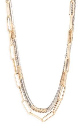 Nordstrom Layered Chain Necklace in Rhodium- Gold at Nordstrom