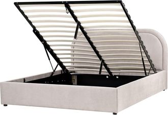 Beliani Cama matrimonial de tejido beige 140x200