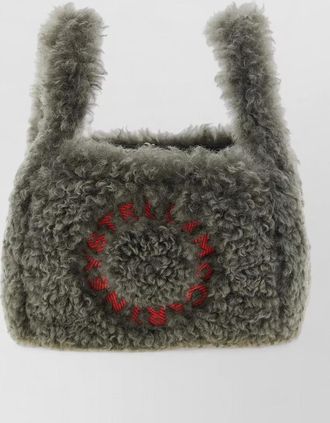 Stella McCartney stella logo shearling effect tote bag