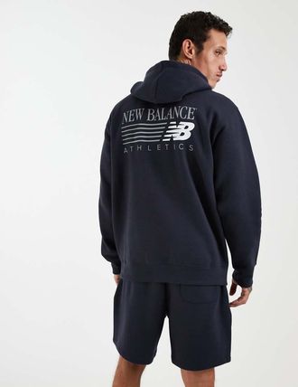 New Balance felpa con cappuccio in pile nera-Nero