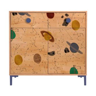 Really Nice Things C&oacute;moda 2 puertas 2 cajones color roble estampado espacio