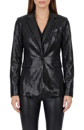 Gorski Genuine Metis Suede Pythn Printed Single Breasted Blazer in Black at Nordstrom, Size Medium