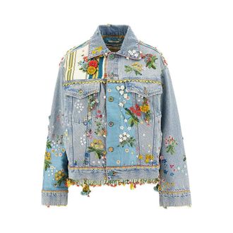 P&eacute;ro Embroidered denim jacket Woman 38
