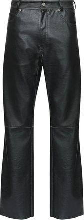 Maison Margiela Black Faux Leather Knee Seam Detail Straight-Leg Pants
