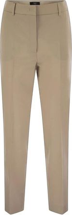 Max Mara Cigarette-Style Broek - Dames - Straight fit broeken - Beige - 3XS - Wol - Broeken