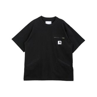 sacai T-Shirts, male, Black, Size: L Chest Zip Pocket Crew Neck T-Shirt