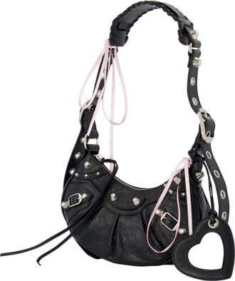 Balenciaga Womens Le Cagole Shoulder Bag Black Lambskin