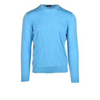 Drumohr Trui met ronde hals - Heren - Truien - Blauw - Maat: M Zijde